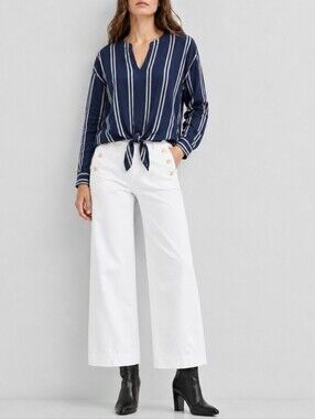 Blu Pepper Navy Striped Top Medium
